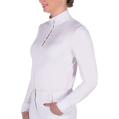 XXL, bianco: Maglia da concorso a manica lunga traspirante con inserti in mesh modello Hunter