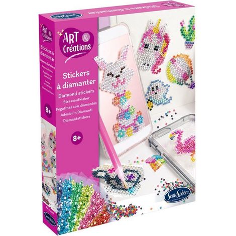 Multicolor Rhinestones - SENTOSPHERE - Art & Creations - Diamond Painting Stickers - 15 stickers - Decorate your accessories - Ages 8+ (1/4)