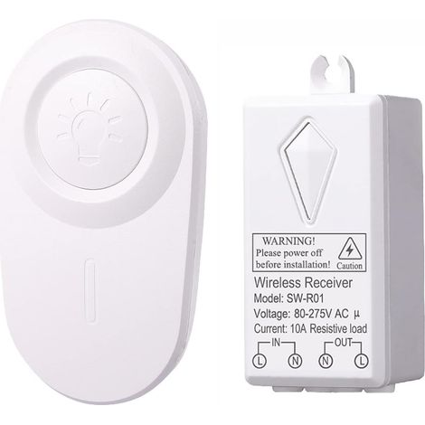 Kit Interrupteur Et Récepteur à Distance, Petit Relais sans Fil Portable Pas De Câblage Pas De WiFi Requis Programmable pour Lumières LEDs Ventilateurs Appareils (1/5)