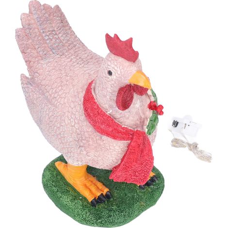Poulet Lumineux en Résine pour Décoration de Noël et Bureau - Ornement Coq Brillant (1/5)