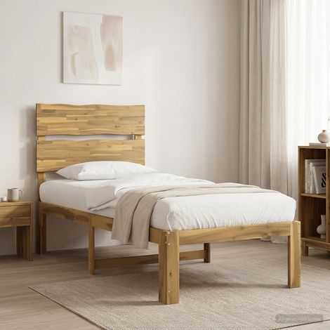 vidaXL Single Bed Frame with Headboard ROSTOCK Whitewash 80 x 200 cm (1/5)
