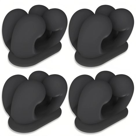 4 Pièces Support Rasoir Douche Silicone Noir, Multifonction Porte Brosse à Dents Mural sans Percer, pour Ranger Brosses à Dents, Rasoirs, Clés