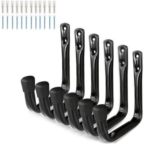 Houhence – Set mit 6 J-förmigen Haken – 1,6 cm Stahlrohr – Tragkraft 20 kg – Wandhalterungen für Garage und Werkstatt (1/5)