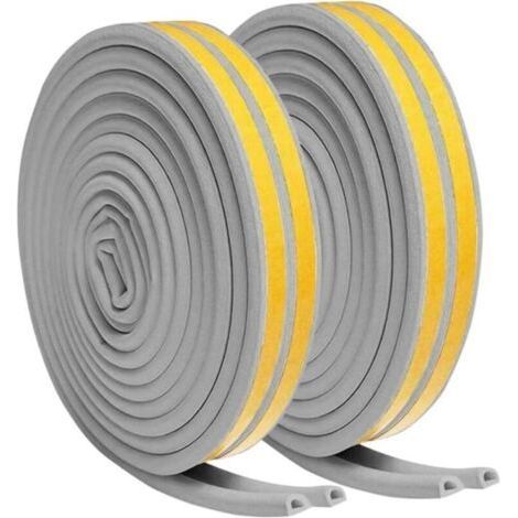 Weatherstrips for Doors and Windows, Self-Adhesive Foam Sealing Strips, Windproof and Sound-Absorbing (Grey, 6m x 2, Type D) (1/4)