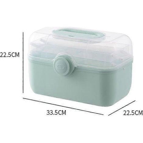 Online Store - Boîte à pharmacie avec poignée de transport, boîte de rangement sécurisée pour médicaments de premiers secours à usage familial, organisateur de trousse de premiers secours pour cabinet (1/5)