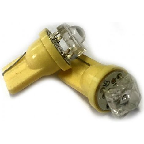 Coppia 2 Lampade Led T10 Con 1 Led F5 Flux Colore Giallo Yellow 12V 0,2W