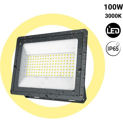 Spot LED extérieur - Slim - 100W - 9800lm - IP65 - Blanc Chaud - Noir