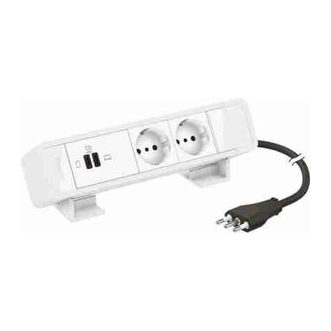 BTI1508662W Multiprese per scrivania equipaggiate con prese e caricatori USB MatixGO - 8 moduli - Finitura coperchio: bianco