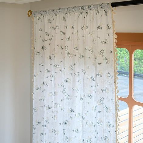 Rideaux - Petits rideaux - Rideau bohème - Rideau fleuri - Rideau en coton - Rideaux bohèmes vintage - Salon/Chambre - 140 x 140 cm - Fleurs 140 cm x 140 cm (1/5)