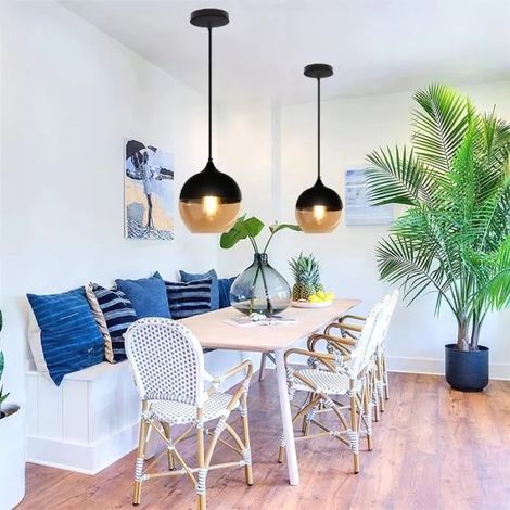 Lot de 2 Lustre Luminaire Industrielle en Verre,Lampe Suspension Retro Style Edison pour Salon Chambre,20x23cm (1/4)