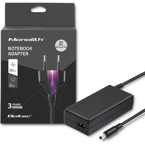 Adaptador de corriente para portátil Qoltec HP de 65 W  19,5 V  3,33 A  4,81,7  + Cable de alimentación (1/5)