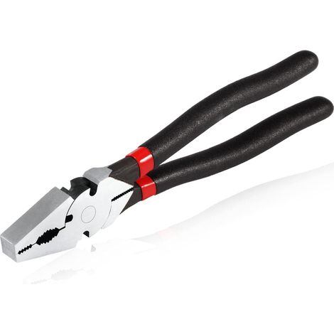 Pince à clôture à bec carré de 25 cm - Pince à clôture à effet de levier élevé avec coupe-fil en forme de ciseaux - Outil multifonctionnel pour clôtures