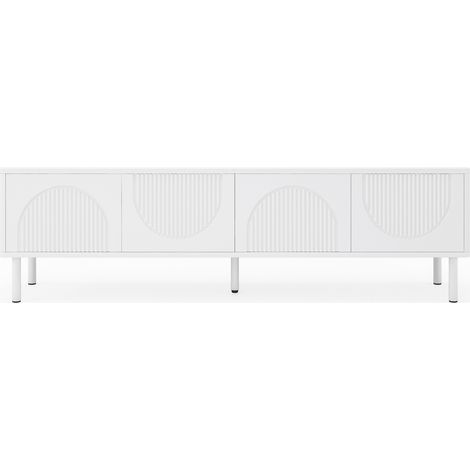 Mobile TV moderno 180 cm bianco opaco con vani contenitore e passacavi (1/5)