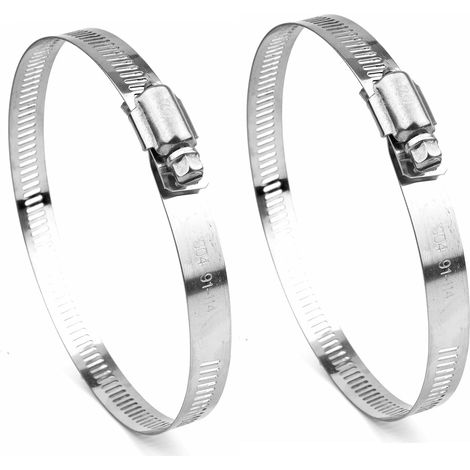 2er-Pack sortierte 91-114-mm-Rohr- und Schlauchklemmen, verstellbare Rohrverbindungsklammer mit Schneckenantrieb, Edelstahl 304 für Garten, Pool, Maschine (1/4)