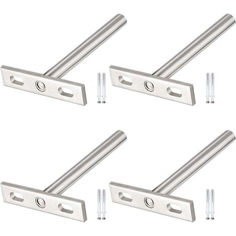 4 supports d'étagère murale invisibles, fixation dissimulée, supports en T pour étagères en bois, supports invisibles, menuiserie, système d'étagères à monter soi-même (1/5)