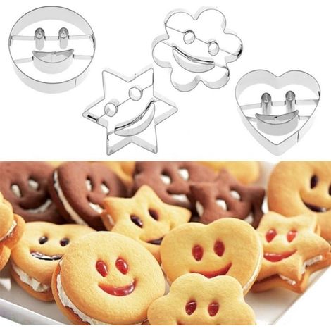 Set mit 4 Smiley-Ausstechformen für Mousse, Zucker, Kekse, Küchenutensilien (1/5)