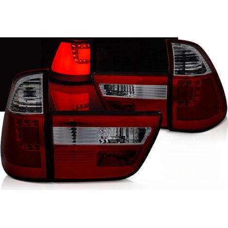 Paire de feux arriere BMW X5 E53 de 1999 a 2003 LED BAR rouge Fume (1/3)