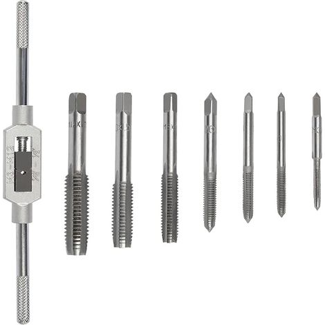 Jeu de Tarauds Métrique goujure hélicoïdale 8PCS Tarauds Filetés Réglables Avec Alésoir (M3 M4 M5 M6 M8 M10 M12) (1/5)