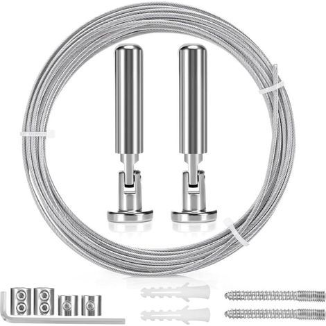 5m Curtain Rod Kit, Steel Curtain Rope, Stainless Steel Hanging Wire for Hanging Pictures, Shower Curtains, Curtain Rope, Nursery Art Wall Decor (1/4)