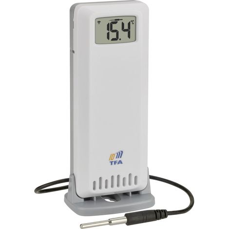TFA Dostmann TFA-ID 30.3905.02 - Transmisor de temperatura y humedad de repuesto para TFA.me (uso profesional, sensor impermeable, exterior o interior), color blanco