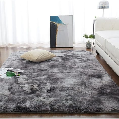 Tapis Salon Moquette Poil Long tapi lit Grande Taille Tapis Poils Longs Moderne Tapis Convient pour Le Salon Tapis, gris, 100x200cm (1/5)