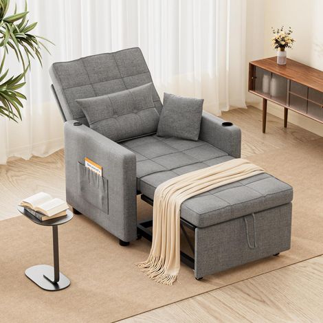3-in-1 Schlafsessel mit Bettfunktion, verstellbar, USB-Anschluss, dunkelgrau (1/5)