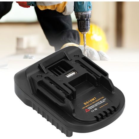 Adaptador BS18MT para baterías de 18 V BL1830/1840/1850/1860, ABS+PC negro, 11 x 7 x 3 cm (1/5)