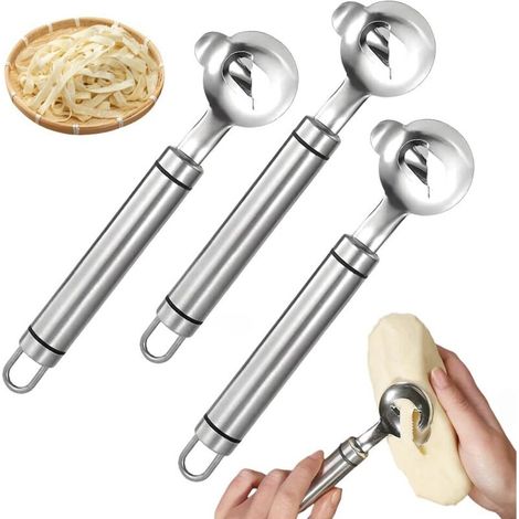Multifunktionaler Kaktusschäler aus Edelstahl, Schälmesser aus Edelstahl, Nudelmesser für Küchenutensilien (3er-Set) (1/4)