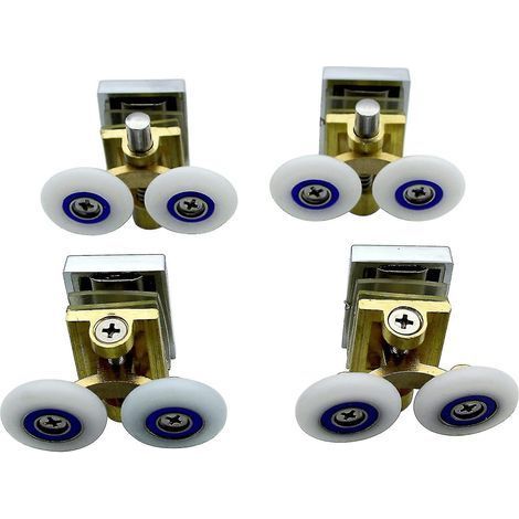 Lot de 4 roulettes pour porte de douche - Roulettes de douche - Roulettes pour rail coulissant - Bras de support en laiton avec roues de 25 mm pour cabine de douche, salle de douche (1/5)