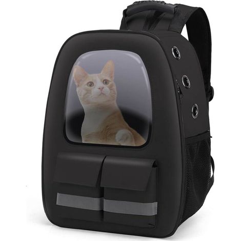 Tragetasche für Hunde und Katzen, atmungsaktiver Rucksack, schwarz