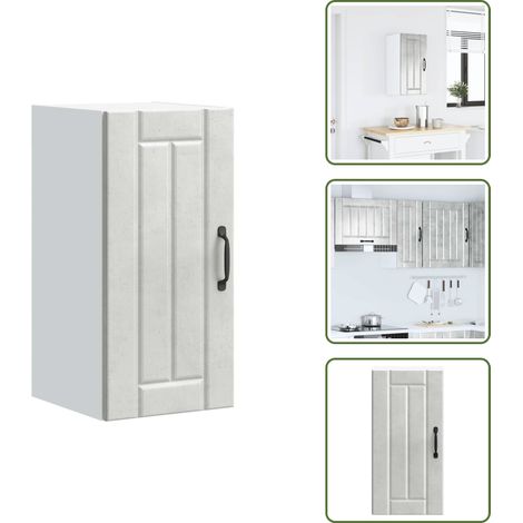 Armario de cocina gris cemento - vidaXL Armario de pared cocina Lucca madera contrachapada gris cemento - Armario cocina con puertas de vidrio