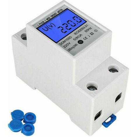 Electricity Meter, Digital Energy Meter, DIN 80 A, 220 V, DIN LCD, Intermediate/Current Meter, Consumption Meter, Uncalibrated, S0 Interface (1/4)