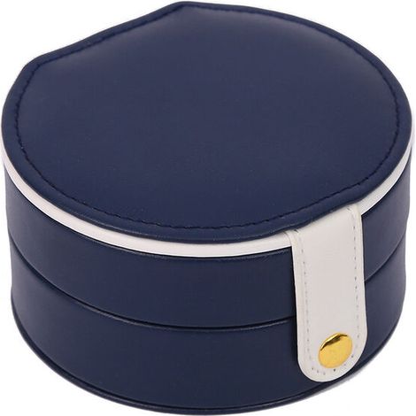Mehrlagiges Schmuckkästchen aus Leder mit Schmuckfach (Dunkelblau)