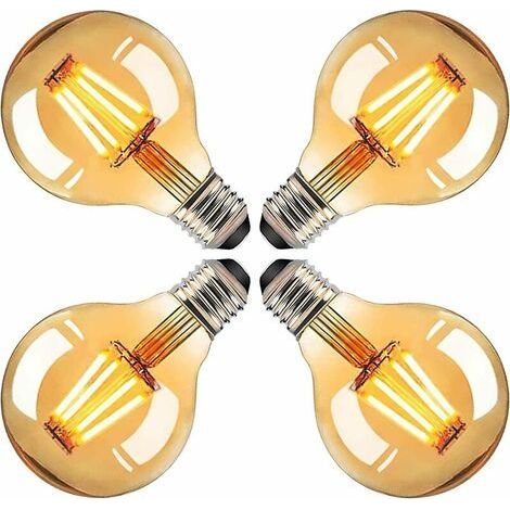 E27 Light Bulb. 4W G80 Edison LED Bulb. Vintage Round LED Lamp. Decorative Antique Warm Light LED Bulb. Ideal for Nostalgic Home Decor. Cafe. Bar (4 pcs) (1/5)