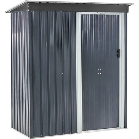 Garden Shed Graphite Grey Galvanized Steel Waterproof Outdoor Storage for Garden Tools Equipment AISONE