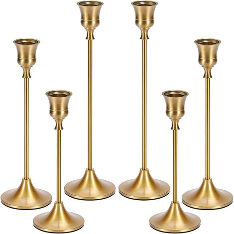 Photophores coniques en laiton doré, lot de 6 pour chandeliers vintage, cheminée, fête, dîner. (1/5)