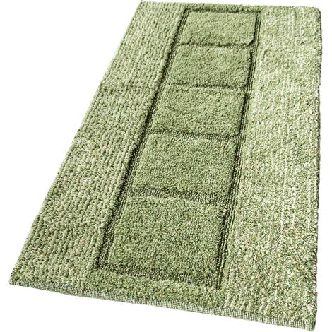 Tappeto Bagno Cotone Shaggy 55x90 Cm Scendiletto Camera Morbido Assorbente Antiscivolo - Verde