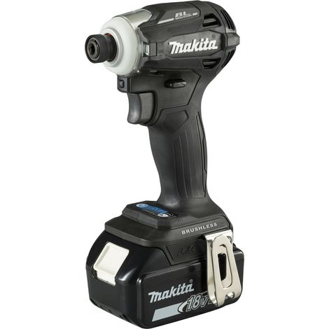 Makita DTD172JBX Akku-Schlagschrauber, 18V Schlagschrauber, Bitaufnahme, Drehmoment, LED-Licht, kompakt, bürstenlos, schwarz, inklusive 2 Akkus 5,0Ah, Ladegerät, Koffer