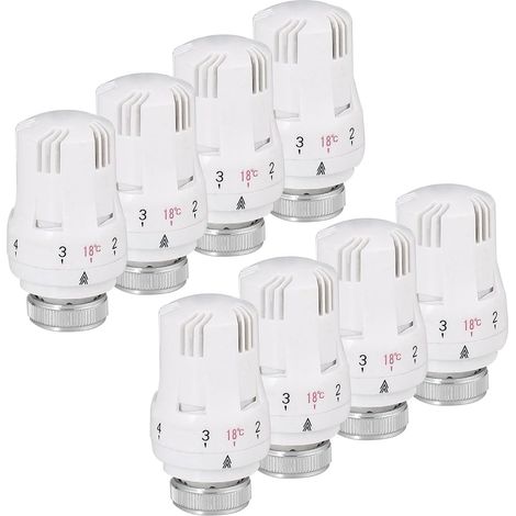 8 Pièces Tête Thermostatique M30 x 1,5 pour Radiateur - Robinet et Valve de Radiateur pour Le Bureau et La Maison (1/5)