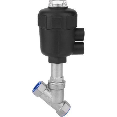 Vanne à siège incliné, actionnée par air comprimé, raccord fileté, boîtier en plastique renforcé, vanne vapeur 1/2 po DN15 (1/5)