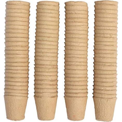 100 Pieces Pot Semis Biodegradable, Godet Semis Biodegradable, Pot pour Semis, 8cm, Rond, Outils de Jardinage à Domicile (1/5)