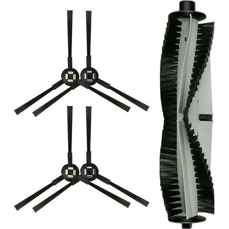 Brosse principale et 4 brosses latérales compatibles avec robots aspirateurs A9s, A9, A7, L100 – Remplacement pour aspirateur robot Silvercrest SSR1, SSRA1