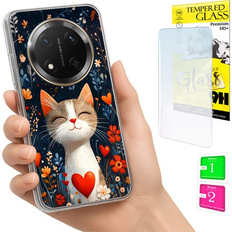 Schutzhülle für Honor Magic7 Lite: Fotohülle mit Katzenmotiv auf der Rückseite + Glas (1/5)