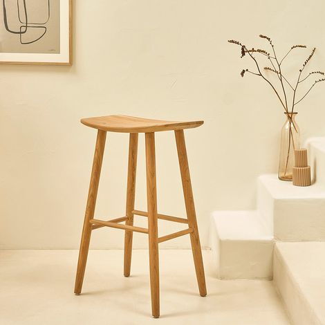 Tabouret en bois teck massif 75 cm (1/5)
