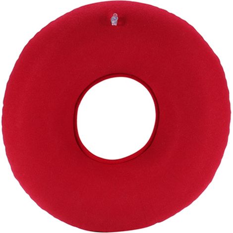 Coussin de siège gonflable rond avec pompe pour soutien des hanches et hémorroïdes (rouge) (1/5)