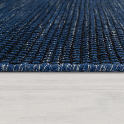 Paco Home Handgewebter Teppich Flachgewebe Skandinavischer Look Meliert Webmuster In Blau 240x340 cm