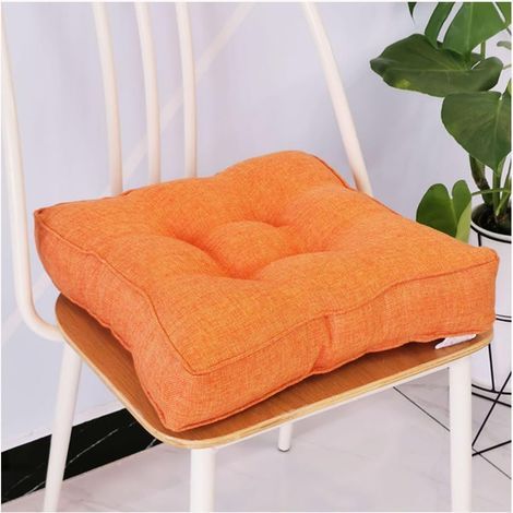 Coussin de chaise de jardin, épais 10 cm, en coton doux, 40 x 40 cm, pour bureau, salle à manger, maison (40 x 40 x 10 cm, orange) (1/5)