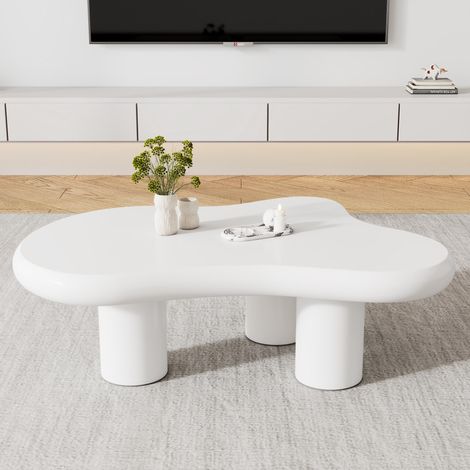 Table basse irrégulière en forme de nuage, 97 cm de long, 67 cm de large, 32 cm de haut, MDF avec patins en feutre, surface laquée, table basse créative (1/5)