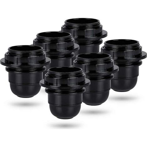 Douille a vis e27 noire - 6x Douille lampe e27 anneau en plastique - Douille ampoule e27 - Support douille ampoule e27 pour plafond et lampe suspendue - e27 douille ampoule (1/4)