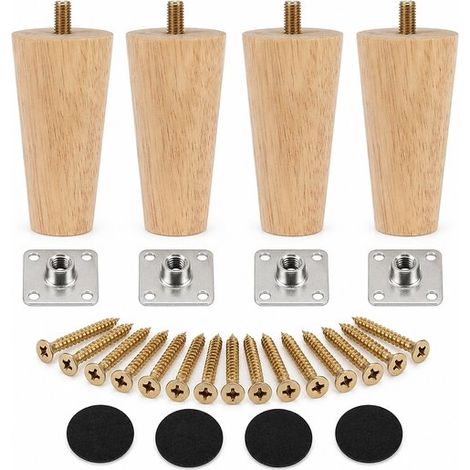 Pieds de table en bois massif, pieds de table, pieds de tabouret, pieds de table avec roulettes et roues universelles, pieds de table en hêtre, pieds de table à manger réglables en hauteur (1/5)